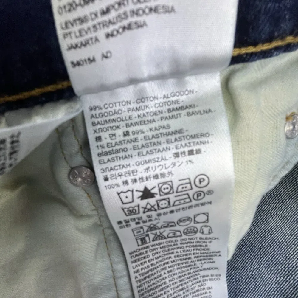 Levis 569 Jeans Mens 44x32 (Fits 44x31) Blue Denim Loose Straight Dark Wash